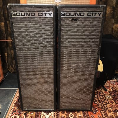 Vintage 1960s Sound City Pair 4x10 PA40 Dallas Arbiter Guitar Cabinets w/ Fane image 1
