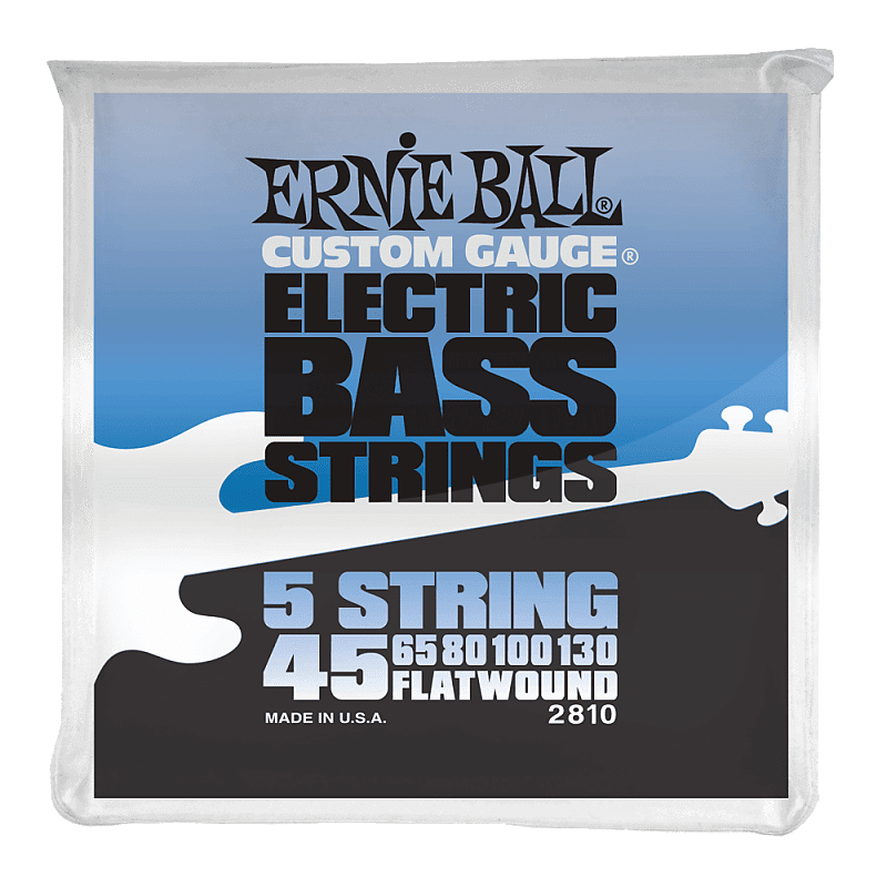 Ernie Ball 2810 Flatwound Electric Bass Guitar Strings; 5-String gauges 45-130 image 1