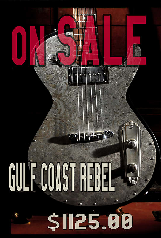 Postal Gulf Coast Rebel Metal Top Engraved Sterling Silver Plate Armstrong P90 Bucker Hardtail image 1