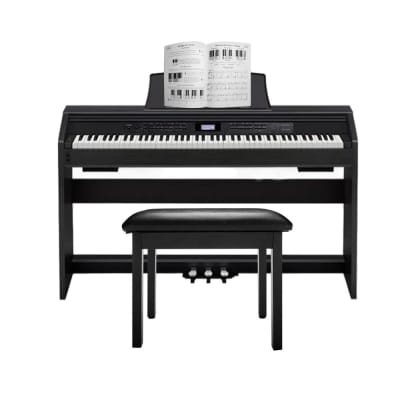 Casio PX-780 Privia 88-Key Digital Home Piano with Power Supply (Black) Bundle with Furniture Style Flip-Top Piano Bench (Black) and A Concise Approach to Learning and Playing with CD (3 Items)