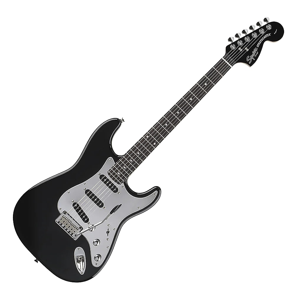 Squier Standard Stratocaster Black and Chrome | Reverb
