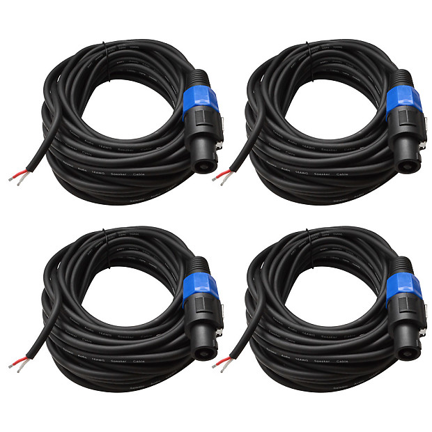 Seismic Audio SPRW35FOURPACK Raw Wire to Speakon Speaker Cables - 35' (4-Pack) image 1