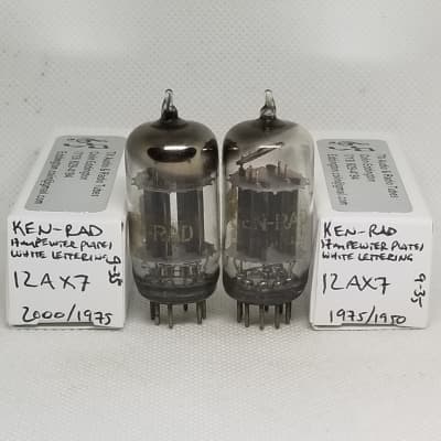 Ken-Rad 12AX7 Long Pewter Plates Matched (8.3%) Pair NOS | Reverb