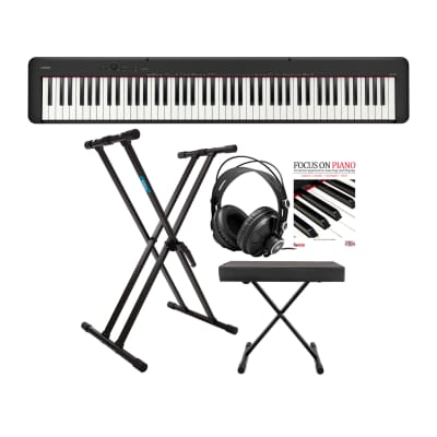 Casio CDP-S160 88-Key Digital Piano (Black) Bundle with Stand and Accessories