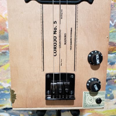 Gerry Edmonds Corojo No. 5 3-String Cigar Box Guitar Single Coil Pickup Zebrawood Fretboard "Made In Hemet CA" image 8