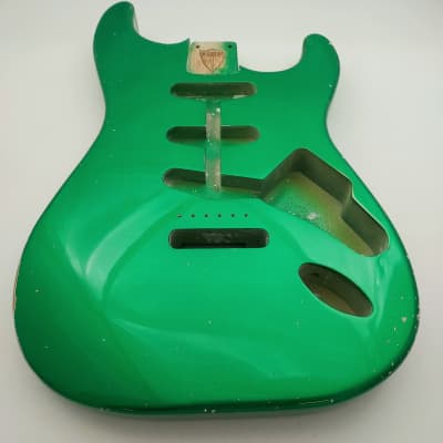 4lbs 1oz BloomDoom Nitro Lacquer Aged Relic Candy Apple Green S-Style Vintage Custom Guitar Body image 3