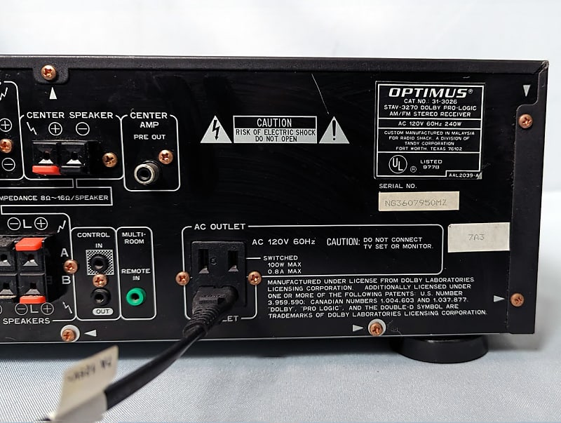 Optimus STAV-3770 5.1 Channel 400W Stereo Receiver bundle w EQ Ten outlets Band 31-2030