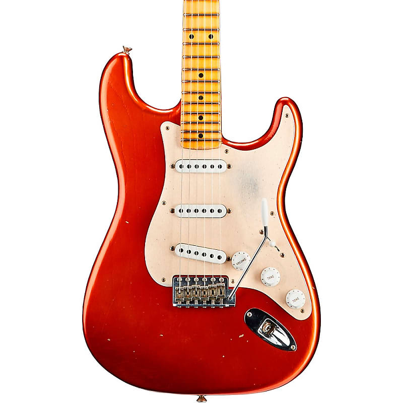 Fender Custom Shop 55 Dual-Mag Stratocaster Journeyman Relic Maple Fingerboard Limited Edition Electric Guitar Super Faded Aged Candy Apple Red image 1