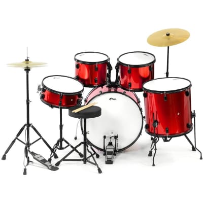 Tiger DKT28 5 Piece Acoustic Drum Kit, Red, Ex-Display image 2