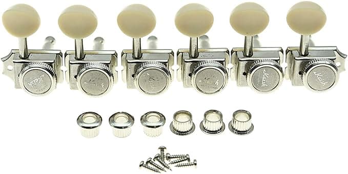 Vintage nickel guitar tuners 6 in line with Ivory buttons
