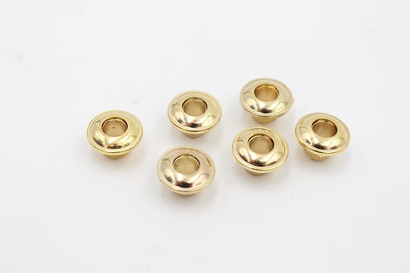 (6) Gold Guitar Tuner Ferrules / Bushings - Plastic - .24