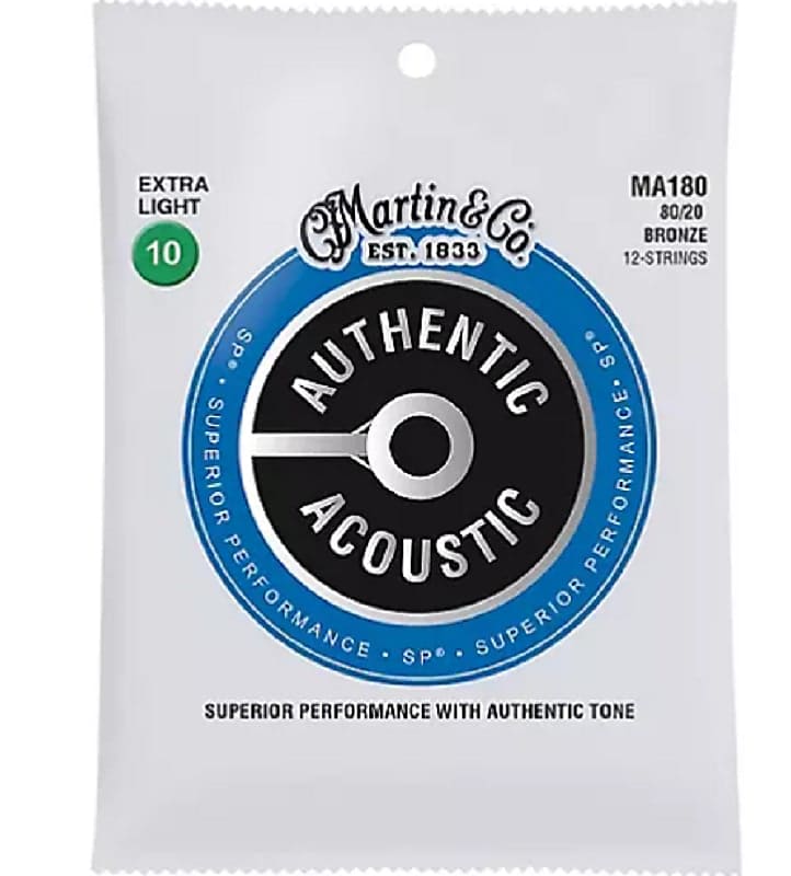 Martin MA180 SP 12-String 80/20 Bronze Extra-Light Acoustic Guitar Strings image 1