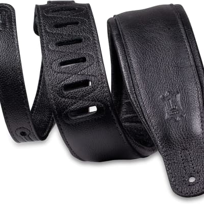 Levy's Boot Leather Guitar Strap With Metal Bullets Black 