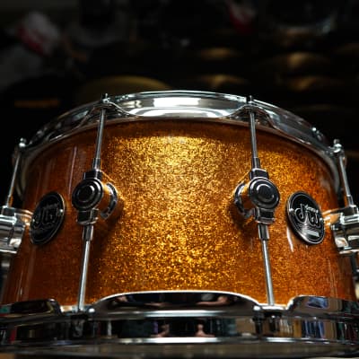 DW USA Performance Series DRP6514SS 6.5" x 14" Pure Maple Snare Drum Gold Sparkle (2023) image 9