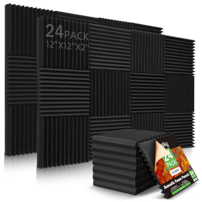 48 Pack Acoustic Panels With Self-Adhesive,1 X 12 X 12 Quick-Recovery  Sound Proof Foam Panels, Acoustic Foam Wedges High Density, Soundproof Wall