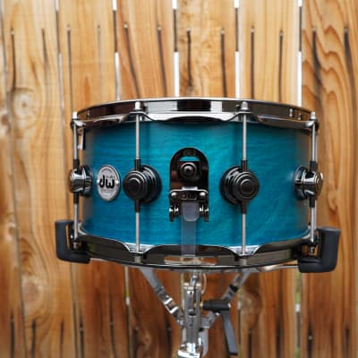 DW USA Collectors Series - 6.5 x 14" Pure Birch HVLT Shell Snare Drum - Azure Blue Satin Oil w/ Black Nickel Hdw. image 3
