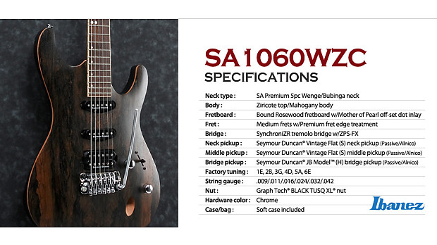 Ibanez SA1060WZC Ziricote Top Mahogany SynchroniZR Duncan