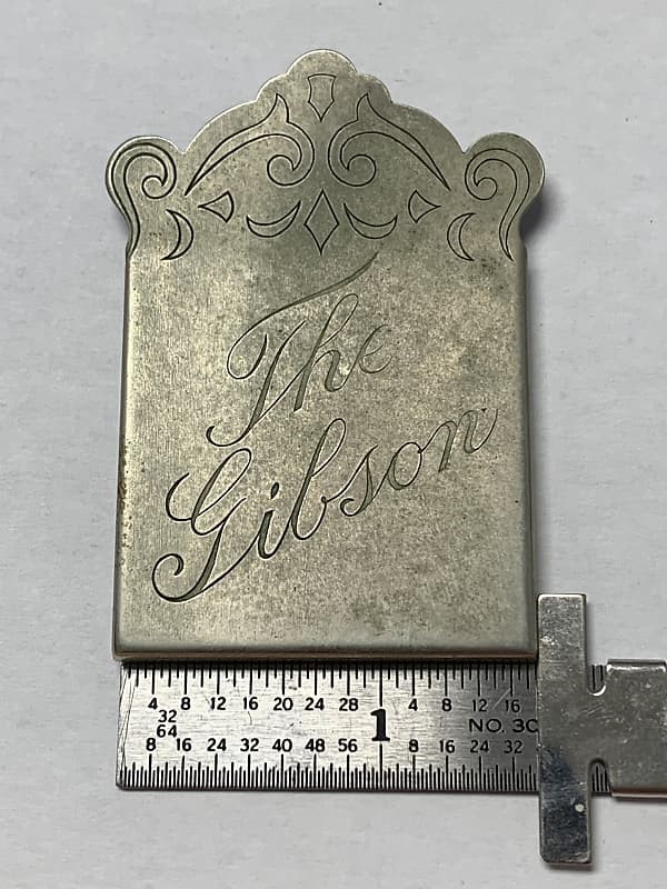 The Gibson Mandolin Tailpiece Cover Vintage USA Nickel 1920 The Gibson Mandolin Tailpiece Cover Vintage USA Nickel 1920