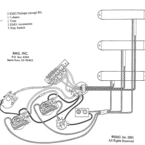 EMG 85 SA SA - black + SPC, EXG, RPC , switch, jack + all drawings, diagrams to wire up - mid 1980's image 11