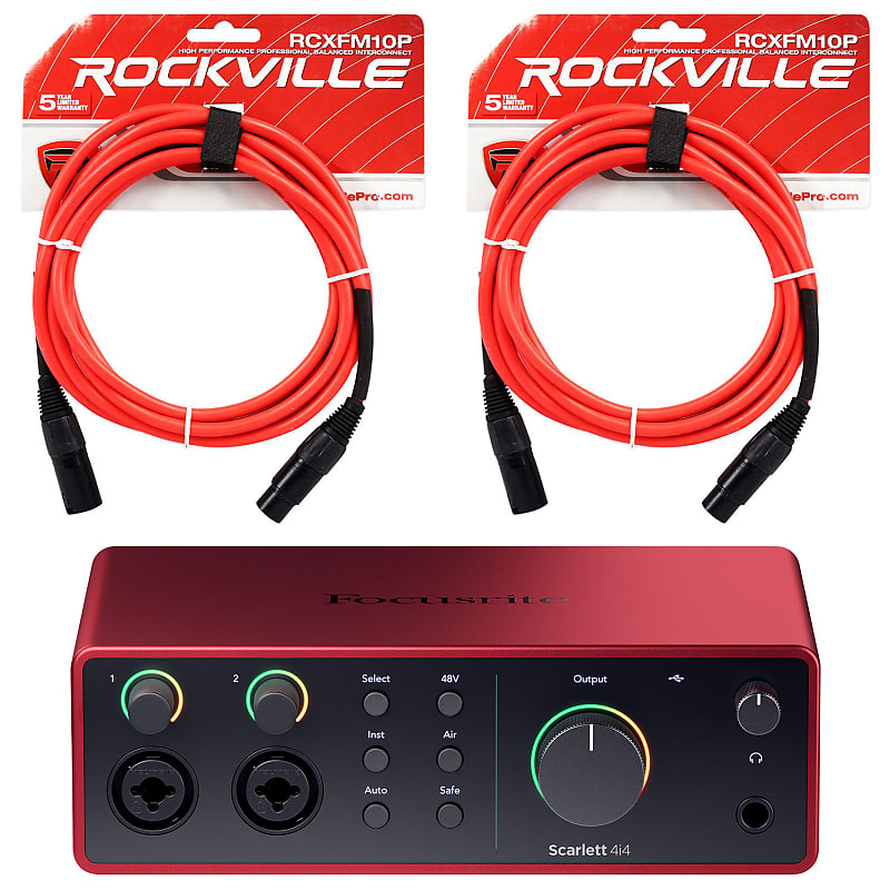 Focusrite SCARLETT 2I2 3rd Gen 192KHz USB Audio Recording Interface and XLR  Cables - Rockville Audio