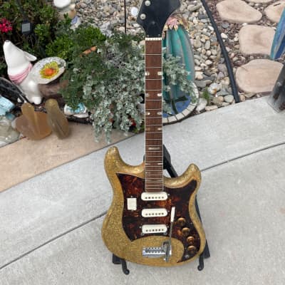 Vintage 1966 Norma EG-470-3 Rare Aztec Gold Sparkle Strat Style MIJ Guitar PROJECT for sale