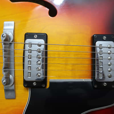 Vintage 1960s Kappa Continental Hollow Body Guitar Sunburst Finish Original No Case 335 Style Original Bigsby Bridge image 5