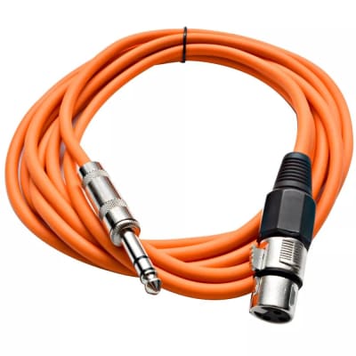 6 pack 1/4" Trs Xlr Female 10' Patch Cables - Orange image 2