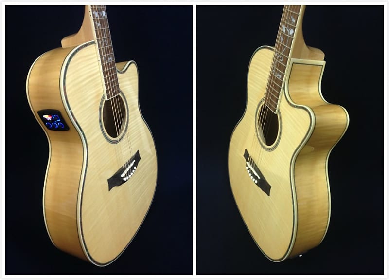 Caraya SDG-837 CEQ/N All Flame Maple Acoustic Guitar,eq/tunerfree Gig Bag 