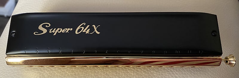 Hohner Super 64 X Chromatic Harmonica Black and Gold | Reverb