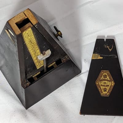 Antique Wood Metronome de Maelzel by Seth Thomas Clocks in Dark Walnut with Brass Trim image 4