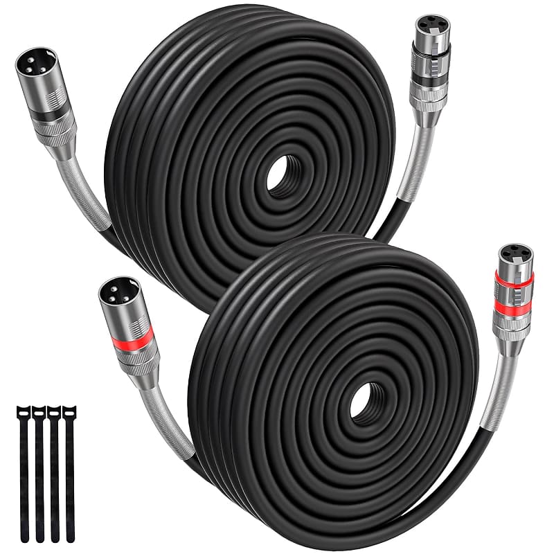 Xlr Cables 100Ft/30M 2 Packs, Premium Heavy Duty Balanced Microphone Cable With 3-Pin Xlr Male To Female Microphone Cord Connector Compatible With Microphones,Mixer,Speaker Systems,Preamps And More image 1