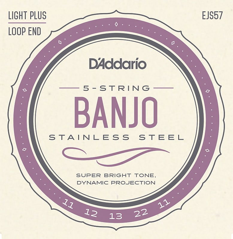 D'Addario EJS57 5-String Banjo Strings Stainless Steel Custom Medium 11-22 image 1