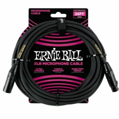 Ernie Ball 25' XLR Microphone Cable Black P06073 for sale