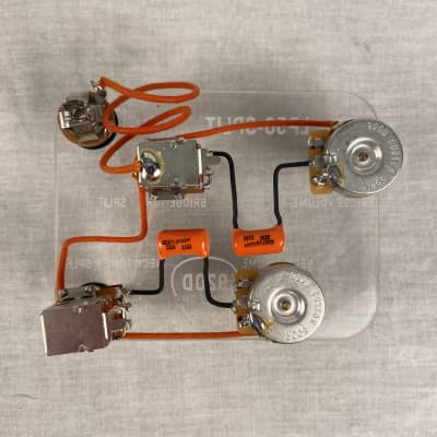 920D Custom LP50-SPLIT Les Paul Wiring Harness with Coil Spits, Orange Drop Caps, Long Shaft CTS pots 2010s - Standard image 2