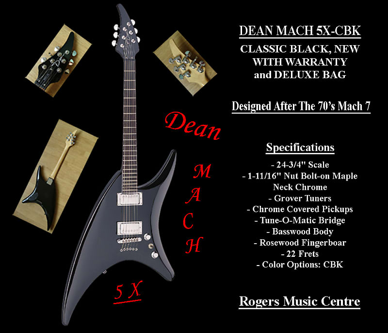 One-Of-A-Kind, DEAN MACH 5X-CBK, Classic Black, New with Warranty and Deluxe Bag image 1