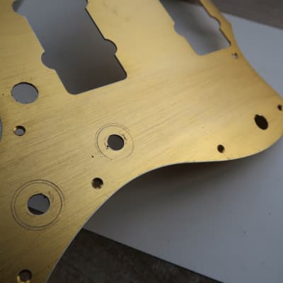 58 - 60   Fender Jazzmaster  pickguard USA Hole pattern Relic / Aged  Gold Anodized   Aluminum 59 RI imagen 10