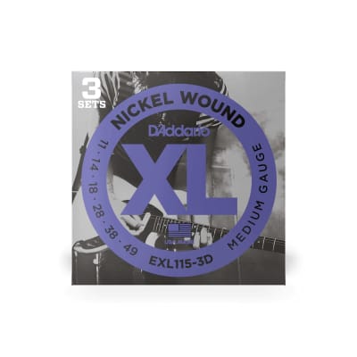 D'Addario EXL115 XL Nickel Wound Electric Guitar Strings - .011-.049 Medium (3-pack) for sale