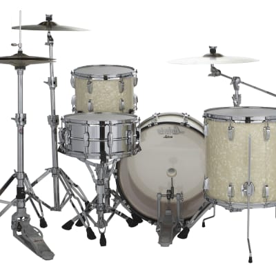 Ludwig Pre-Order Legacy Mahogany Vintage White Marine Downbeat 14x20_8x12_14x14 Drums Shell Pack Special Order AuthorizedDealer image 3