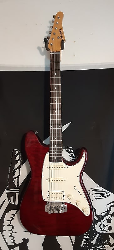 Alvarez Classic II Fat Strat Copy Translucent Red HSS Quilt | Reverb