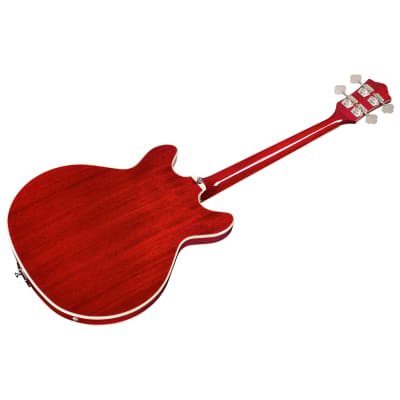 Guild Starfire I Semi-Hollow Left Handed 4-String Bass, Rosewood, Cherry Red image 5