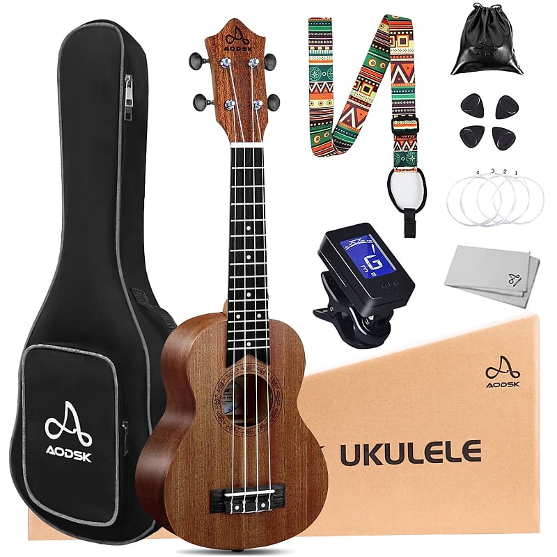Soprano Ukulele for Beginners 21 Inch Hawaiian Wood Ukelele Kit for Kids  Adult S