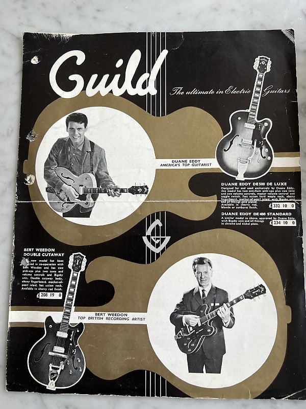 Circa 1963 Guild Export UK Brochure Vintage Collector Duane Eddy Bert Weedon Starfire image 1
