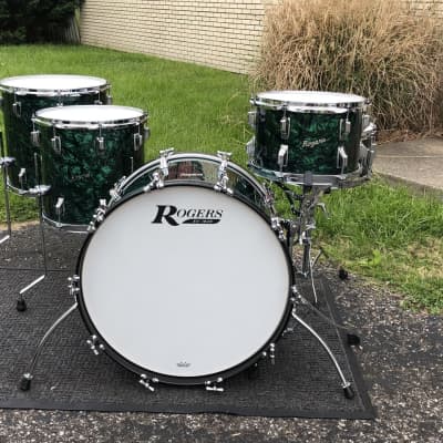 Rogers USA Covington Drum Set 5pc Green Marine Pearl 22" Exclusive Shell Pack image 8