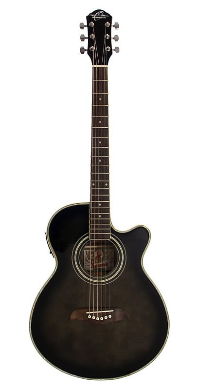 Oscar Schmidt OG10 Folk Cutaway Acoustic Electric Guitar Trans Black image 1