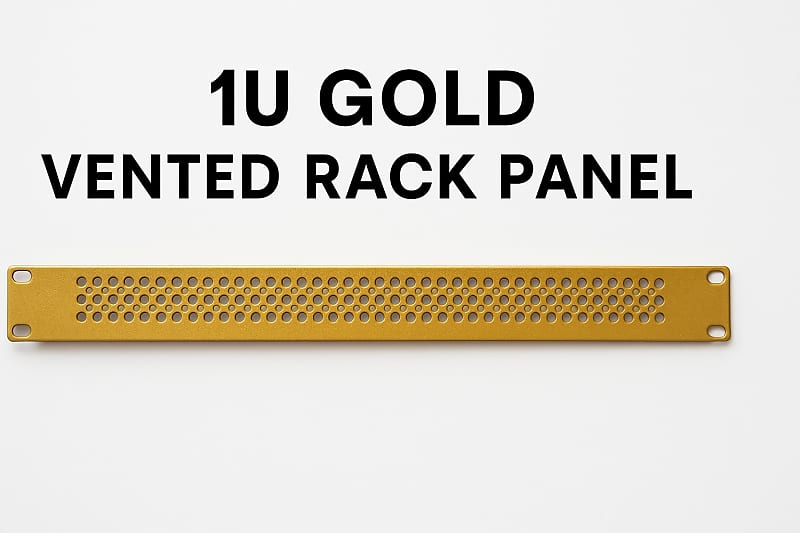 1U Gold Vented Steel Panel – 19” Rack Mount Faceplate – Perforated Vent image 1