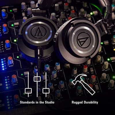 Mint Audio Technica ATH-M50X Professional Studio Monitor Headphones Black, Bundle with Pig hog 10ft Extension Cable & Liquid Polishing Cloth with Detachable Cables image 5
