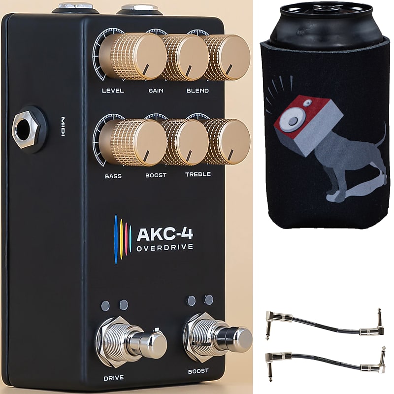 Ohmless Pedals AKC-4 Overdrive Guitar Effect Pedal w/ Patch Cables & Koozie image 1