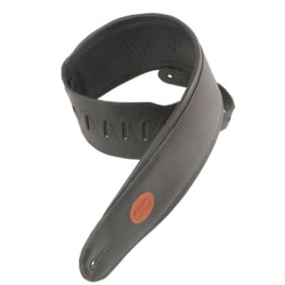 Levy's 4 1/2" Garment Leather Bass Strap With Foam Padding And Garment Leather Backing. Adjustable From 37" To 51". Black Color image 3