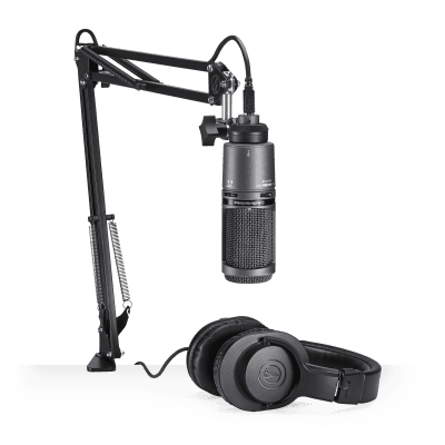Audio-Technica AT2020USB+PK Podcast Bundle with Headphones and Boom Arm. New with Full Warranty! image 1