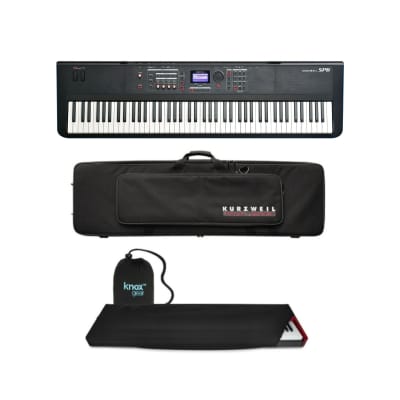 Kurzweil SP6 88-Key Stage Piano with LENA Processor, FlashPlay Technology and KSR Bundle with Soft Handle Gig Bag with Rugged Wheels, and Keyboard Dust Cover (Black) (3 Items)